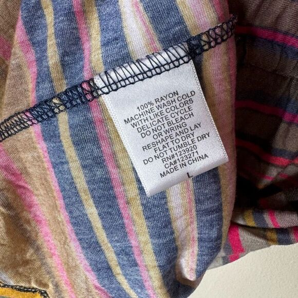 LAmade Strapless Bandeau Striped Dress High low Flounce Hem L Boho - Picture 8 of 8